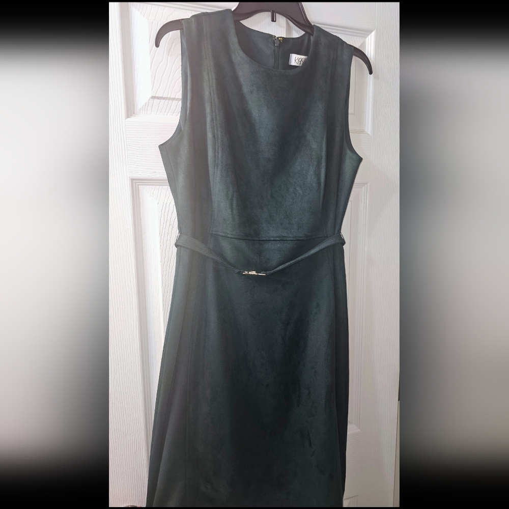 Kasper Black Sheath Midi Dress Scoop Neck Sleeveless